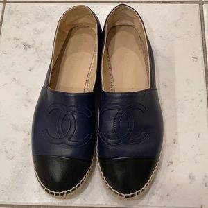 Chanel Navy and Black Espadrilles Flats